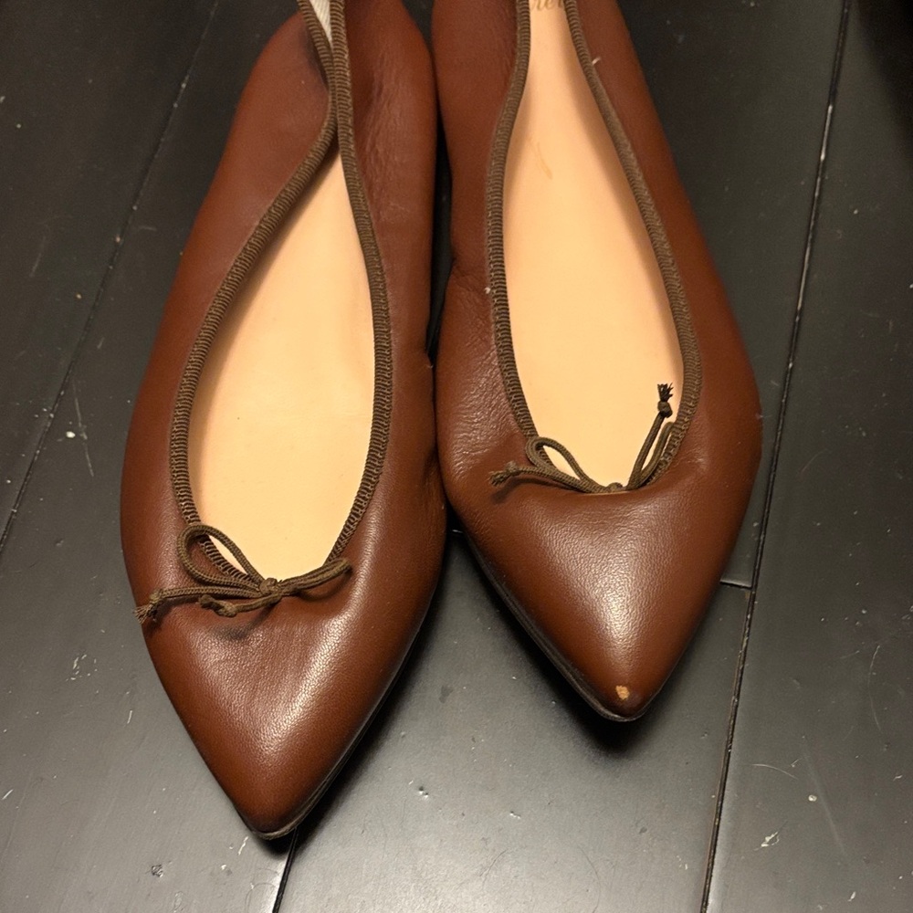J. Crew Brown Leather Pointed Flats - Picture 3 of 3
